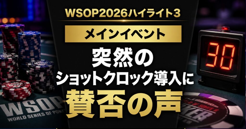 WSOPメインイベントで突然ショットクロック導入